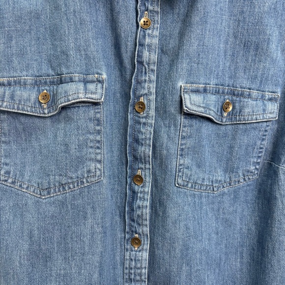 Market & Spruce Blue Weighted Rugged Denim Women’s XXL Button-Up Shirt - Picture 5 of 6